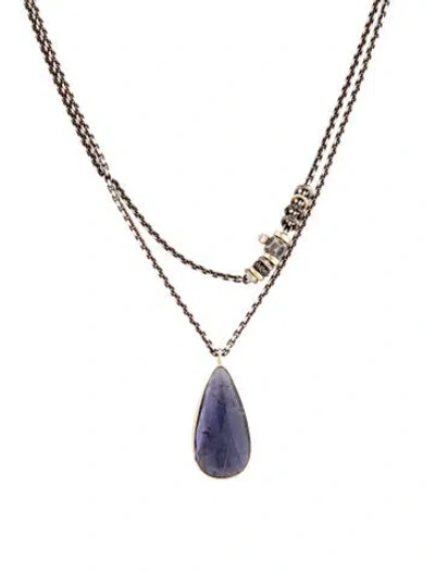 Pre-owned Jamie Joseph Two-tone Iolite Pendant Necklace, 33" In Multicolor