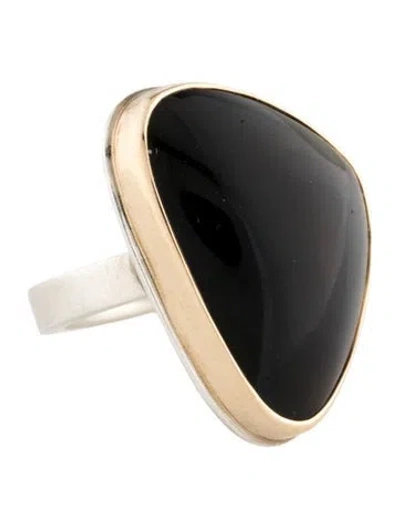 Pre-owned Jamie Joseph Two-tone Obsidian Cocktail Ring In Multicolor