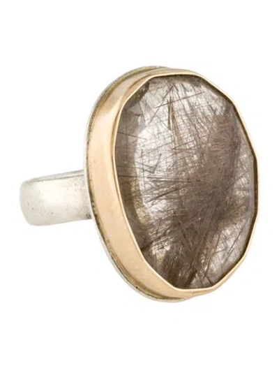 Pre-owned Jamie Joseph Two-tone Rutilated Quartz Cocktail Ring In Multi