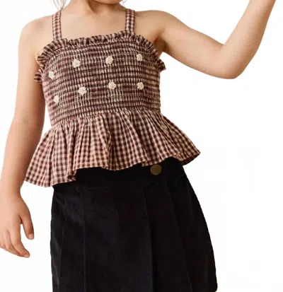 Jamie Kay Kids' Organic Cotton Auden Top In Cinnamon Gingham In Multi