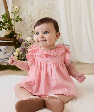 Jamie Kay Kids' Organic Cotton Frannie Playsuit In Swiss Dot In Pink