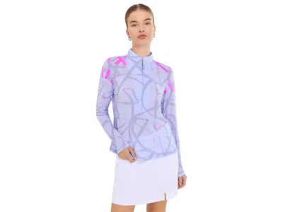 Jamie Sadock Abstract Graffiti Long Sleeve Zip Mock Golf Top Women's Clothing Purple: Xs, Polyester/spandex