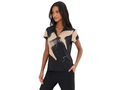 Jamie Sadock Brushed Print Short Sleeve Polo In Brown