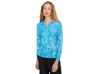 Jamie Sadock Bubbles Print Long Sleeve Sunsense 1/4 Zip Top