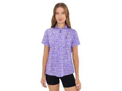 Jamie Sadock Confetti Print Quarter-zip Top Women's Clothing Purple: Sm, Polyester/spandex