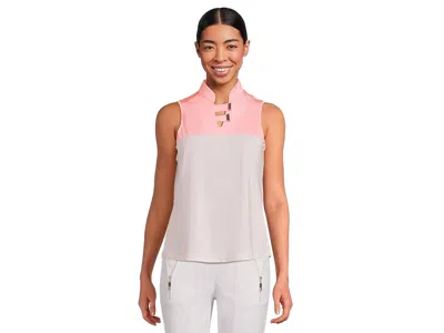 Jamie Sadock Dotted Up Print Sleeveless Polo In Pink
