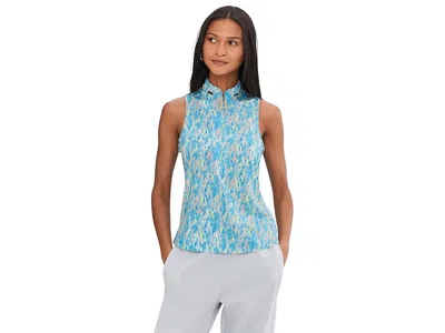 Jamie Sadock Fingerpaint Print Sleeveless Polo In Blue