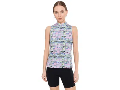 Jamie Sadock Geometric Blur Print Sleeveess Top In Blue