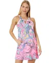 Jamie Sadock Ikebana Dress Womens Xl Pink Floral Print Stretch Sleeveless Erk409 (pink,regular,xl) In Pink