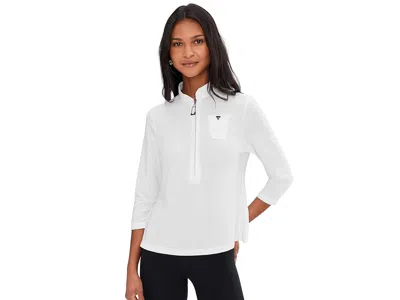 Jamie Sadock Long Sleeve Pullover Top Quarter Zip In White