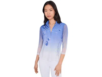 Jamie Sadock Long Sleeve Short Stand Collar Quarter Zip Front In Blue