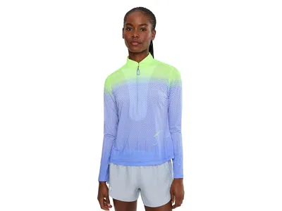 Jamie Sadock Micro Dot Ombre Long Sleeve Zip Mock Golf Top Women's Clothing Purple: Sm, Polyester/spandex
