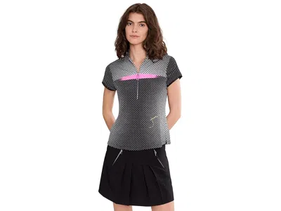 Jamie Sadock Optic Dot Black And White Collar Cap Sleeves