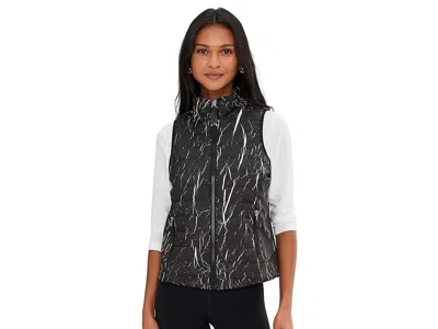 Jamie Sadock Quilted Zip Front Vest Zippered Side Pockets In Black
