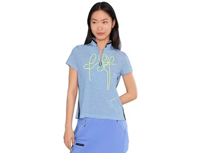 Jamie Sadock Short Sleeve Strings Design Zip Neckline In Blue
