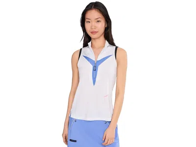 Jamie Sadock Sleeveless Mock Neck Half Zip Front In White