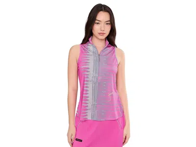 Jamie Sadock Sleeveless Zip Front Mandarin Collar In Multi
