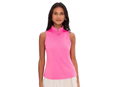 Jamie Sadock Sleeveless Zip Mock Top With Stud Detail In Pink