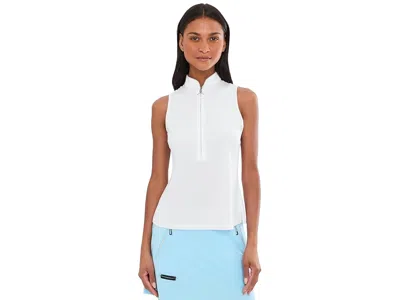 Jamie Sadock Sleeveless Zip Mock Top With Stud Detail Women's Clothing White: Sm