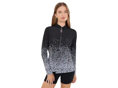 Jamie Sadock Speckle Fade Long Sleeve Zip Mock Golf Top Women's Clothing Black: Xs, Polyester/spandex