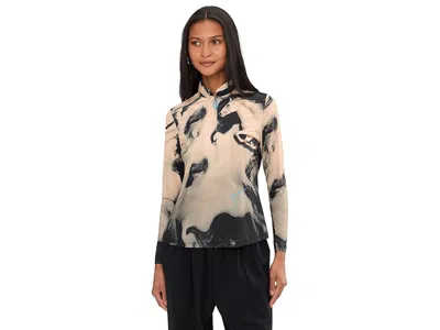 Jamie Sadock Spirit Print Long Sleeve Sunsense 1/4 Zip Top In Brown