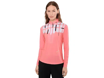 Jamie Sadock Sunsense Blocks Long Sleeve Quarter Zip Women's Clothing Orange: Sm In Pink