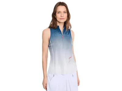Jamie Sadock Sunsense Dusk Sleeveless Mock Neck 1/4 Zip Top In Blue