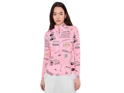 Jamie Sadock Sunsense Golfstar Long Sleeve Quarter Zip In Pink