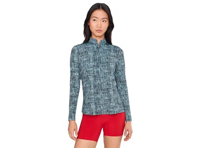 Jamie Sadock Sunsense Grid Print Long Sleeve Quarter Zip In Multi