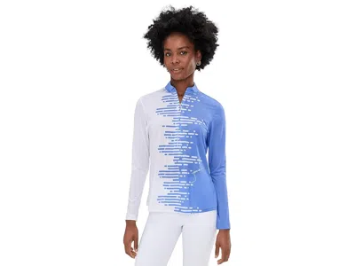 Jamie Sadock Sunsense Positive Negative Long Sleeve Quarter Zip In Blue