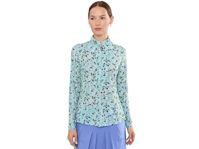 Jamie Sadock Sunsense Shattered Long Sleeve Quarter Zip In Blue