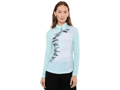Jamie Sadock Sunsense Sky Long Sleeve Quarter Zip Women's Clothing Multicolor: Sm In Blue