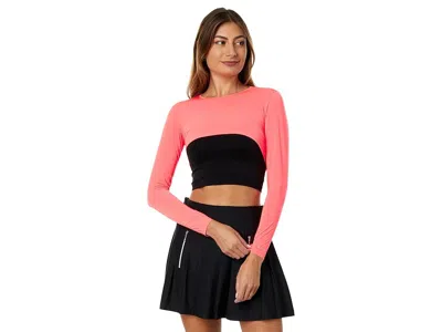 Jamie Sadock Sunsense(r) 35 Spf Lightweight Long Sleeve Crew Neck Crop Layering Top In Pink