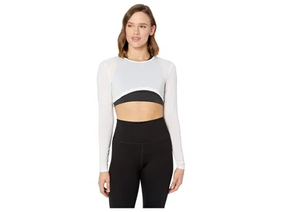 Jamie Sadock Sunsense(r) 35 Spf Lightweight Long Sleeve Crew Neck Crop Layering Top In White
