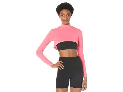 Jamie Sadock Sunsense(r) 35 Spf Lightweight Long Sleeve Mock Neck Crop Layering Top In Pink
