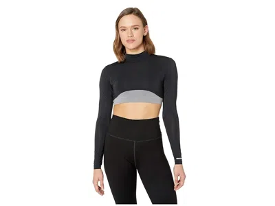 Jamie Sadock Sunsense(r) 35 Spf Lightweight Long Sleeve Mock Neck Crop Layering Top In Black