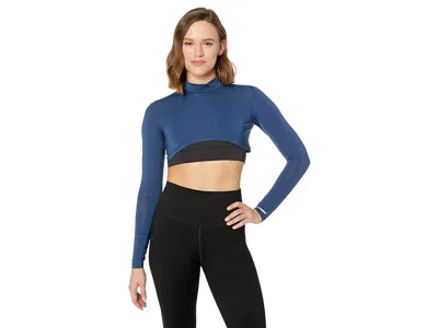 Jamie Sadock Sunsense(r) 35 Spf Lightweight Long Sleeve Mock Neck Crop Layering Top In Blue