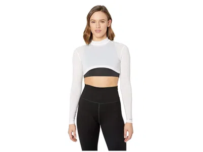 Jamie Sadock Sunsense(r) 35 Spf Lightweight Long Sleeve Mock Neck Crop Layering Top In Gray