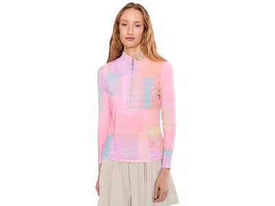 Jamie Sadock Tartan Print Long Sleeve Sunsense Top In Black