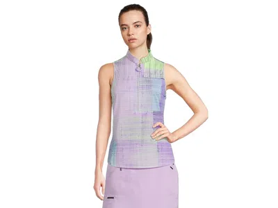 Jamie Sadock Tartan Print Sleeveless Polo In Multi