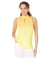 Jamie Sadock Top Womens Yellow Stretch Cyber Print Halter Neck Keyhole Jdm503 In Yellow