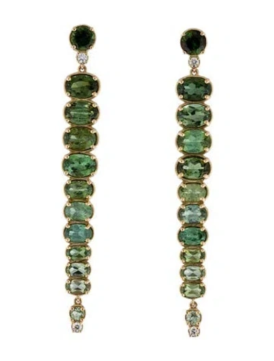Pre-owned Jamie Wolf 18k 11.65ctw Tourmaline & Diamond Drop Earrings In Multicolor