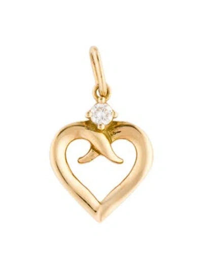 Pre-owned Jamie Wolf 18k Diamond Script Heart Pendant, 0.75" In Multi