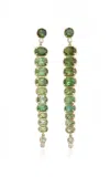 Jamie Wolf 18k Yellow Gold; Diamond And Tourmaline Earrings In Green