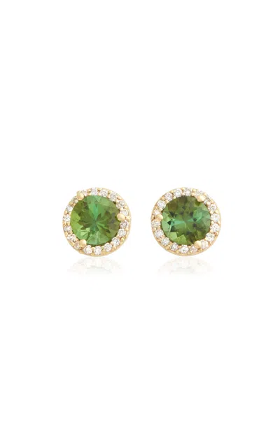 Jamie Wolf 18k Yellow Gold; Diamond And Tourmaline Earrings In Green