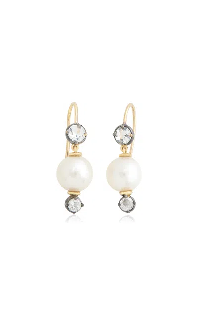 Jamie Wolf 18k Yellow Gold; Pearl And Topaz Earrings