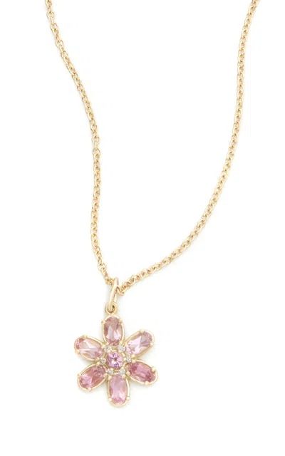 Jamie Wolf Floral 18k Yellow Gold Diamond And Tourmaline Necklace In Pink