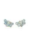 Jamie Wolf Floral Cluster 18k Yellow Gold Diamond And Aquamarine Earrings