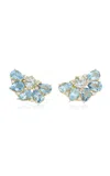 Jamie Wolf Floral Cluster 18k Yellow Gold Diamond And Aquamarine Earrings In Blue