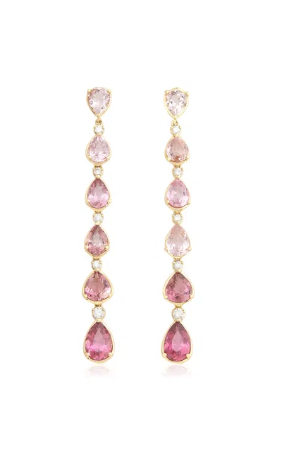 Jamie Wolf Ombré 18k Yellow Gold Diamond And Tourmaline Earrings In Pink